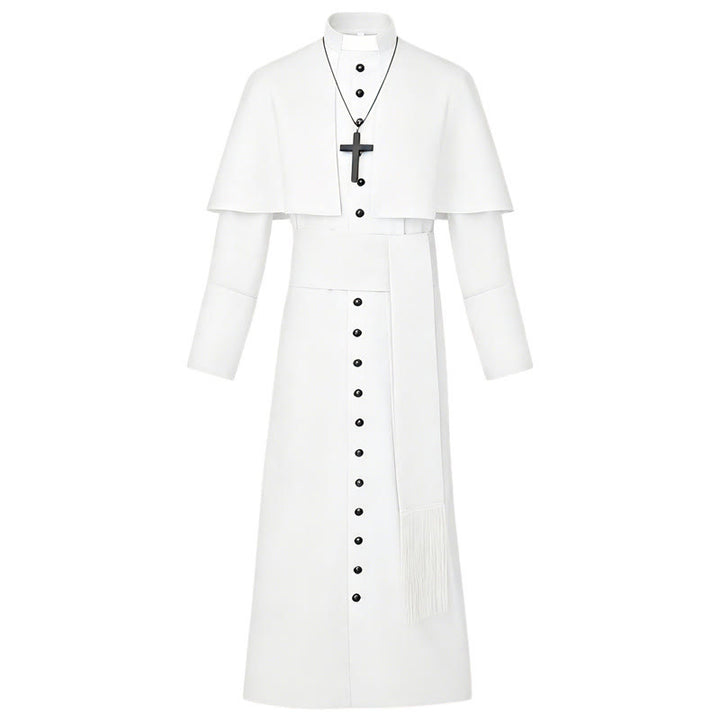 Christianartworkshop Mehrfarbige zeremonielle römische Soutane-Kassock: Ästhetik mittelalterlicher Priester - Weiß - 3XL - image 10