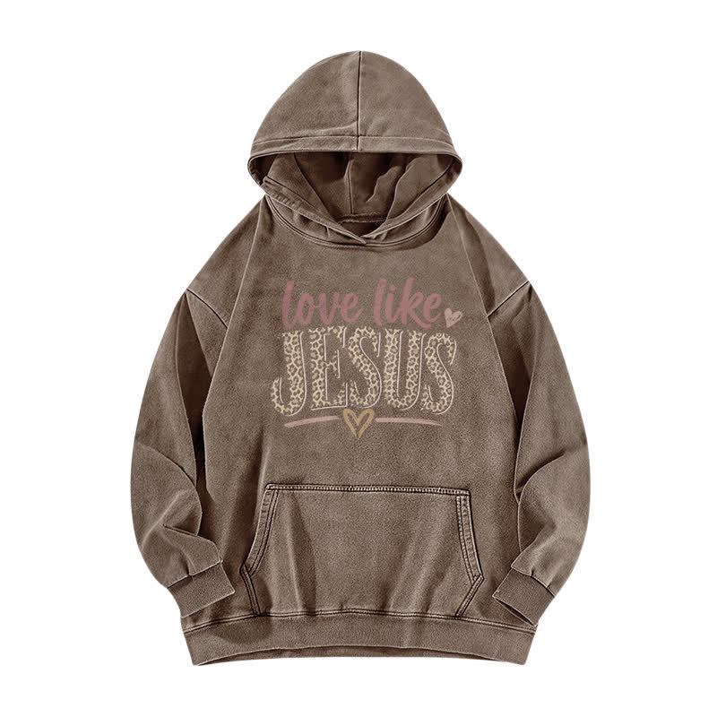 Christianartworkshop Vintage Hoodie mit Herzmotiv „Liebe wie Jesus“ - Kaffee - 5XL - image 1