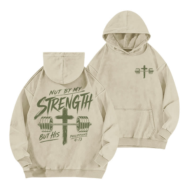 Christianartworkshop Nicht durch meine Kraft, sondern durch seinen braun verwaschenen Hoodie - Aprikose - 5XL - image 6