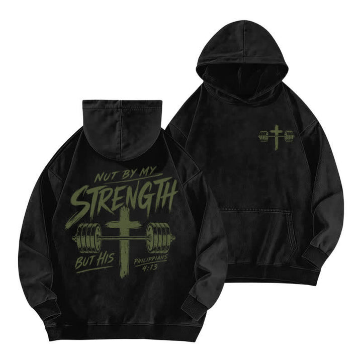 Christianartworkshop Nicht durch meine Kraft, sondern durch seinen braun verwaschenen Hoodie - Schwarz - 5XL - image 3
