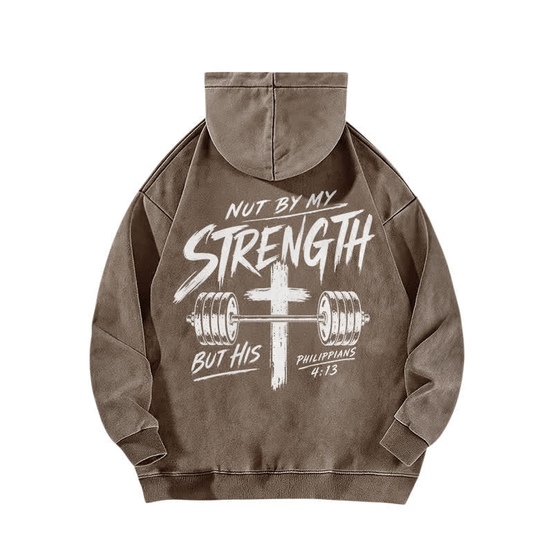 Christianartworkshop Nicht durch meine Kraft, sondern durch seinen braun verwaschenen Hoodie - image 1