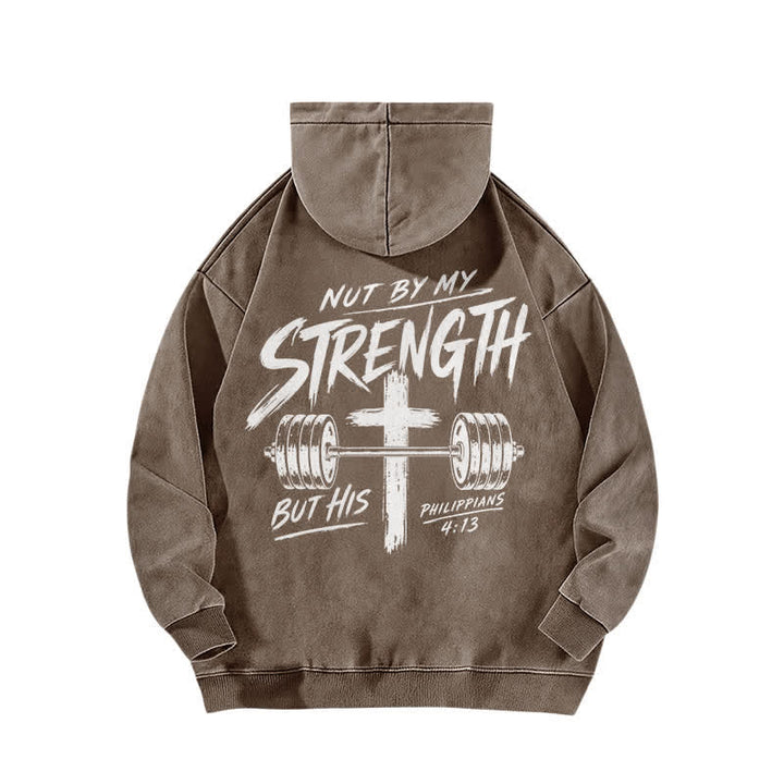 Christianartworkshop Nicht durch meine Kraft, sondern durch seinen braun verwaschenen Hoodie - image 1
