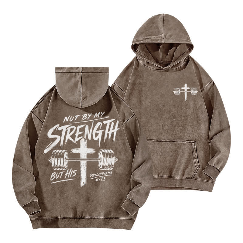 Christianartworkshop Nicht durch meine Kraft, sondern durch seinen braun verwaschenen Hoodie - Kaffee - 5XL - image 0