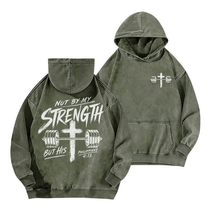 Christianartworkshop Nicht durch meine Kraft, sondern durch seinen braun verwaschenen Hoodie - Armeegrün - 5XL - image 12
