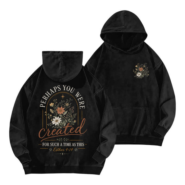 Christianartworkshop Für eine Zeit wie diese: Dieser geblümte, gewaschene Hoodie - Schwarz - 5XL - image 3