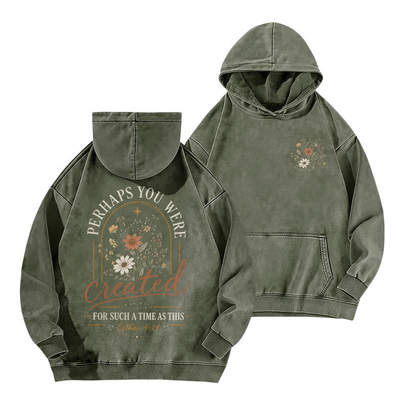 Christianartworkshop Für eine Zeit wie diese: Dieser geblümte, gewaschene Hoodie - Armeegrün - 5XL - image 9