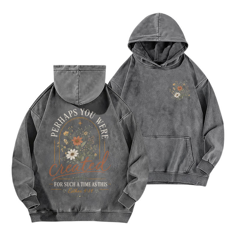 Christianartworkshop Für eine Zeit wie diese: Dieser geblümte, gewaschene Hoodie - Grau - 5XL - image 6