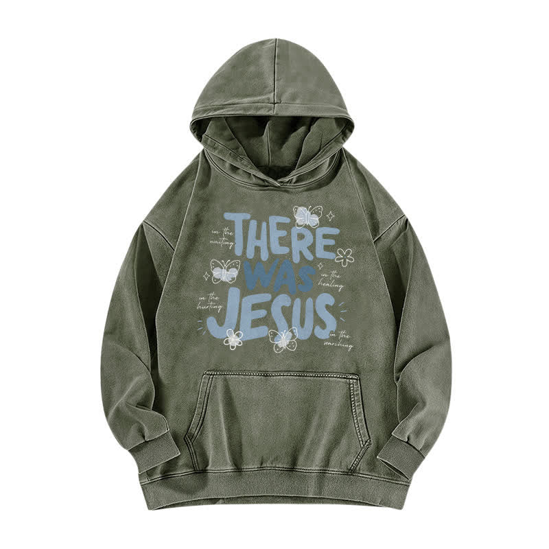 Christianartworkshop There Was Jesus Butterfly Bloom Washed Hoodie - Armeegrün - 5XL - image 4