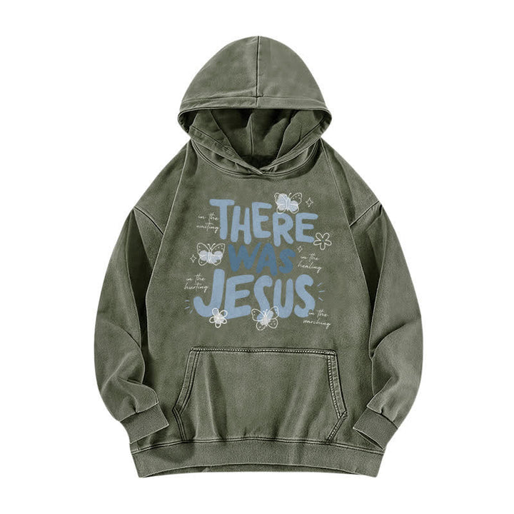 Christianartworkshop There Was Jesus Butterfly Bloom Washed Hoodie - Armeegrün - 5XL - image 4