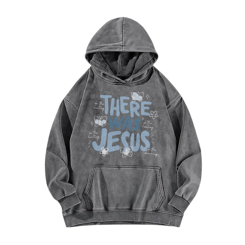 Christianartworkshop There Was Jesus Butterfly Bloom Washed Hoodie - Grau - 5XL - image 3