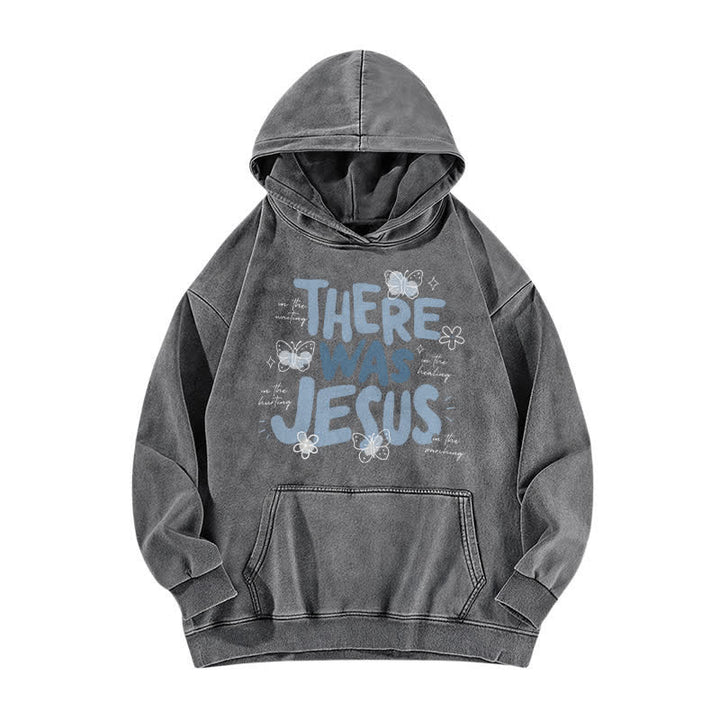 Christianartworkshop There Was Jesus Butterfly Bloom Washed Hoodie - Grau - 5XL - image 3