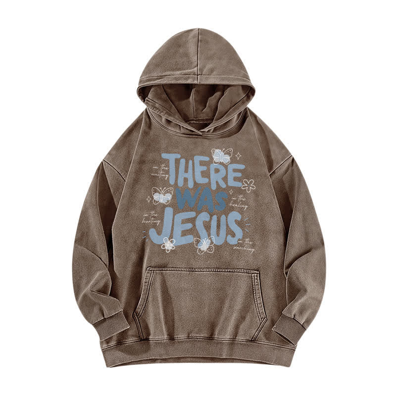 Christianartworkshop There Was Jesus Butterfly Bloom Washed Hoodie - Kaffee - 5XL - image 5