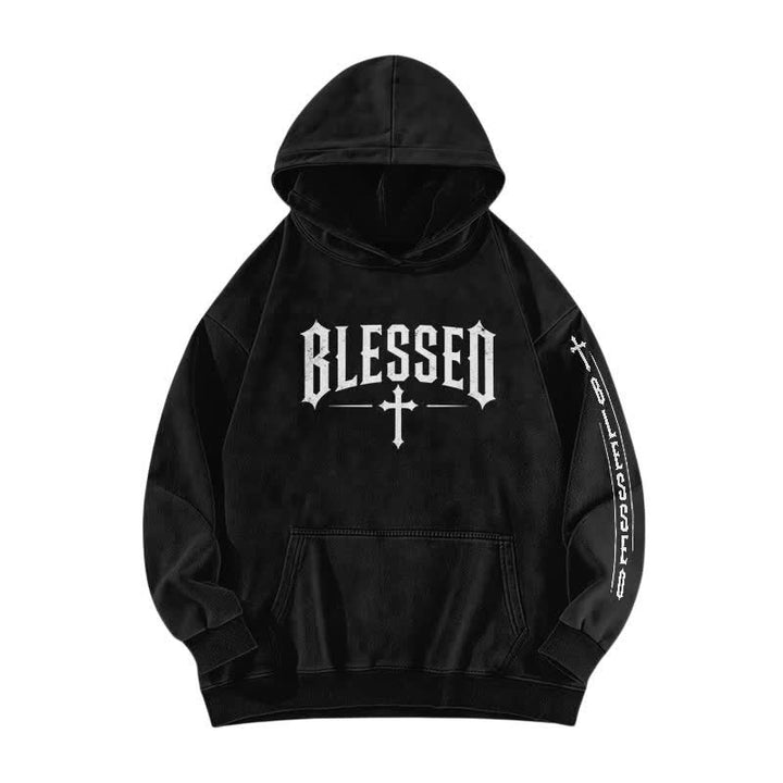 Christianartworkshop Gesegneter Hoodie mit gotischem Kreuzmotiv - Schwarz - 5XL - image 1