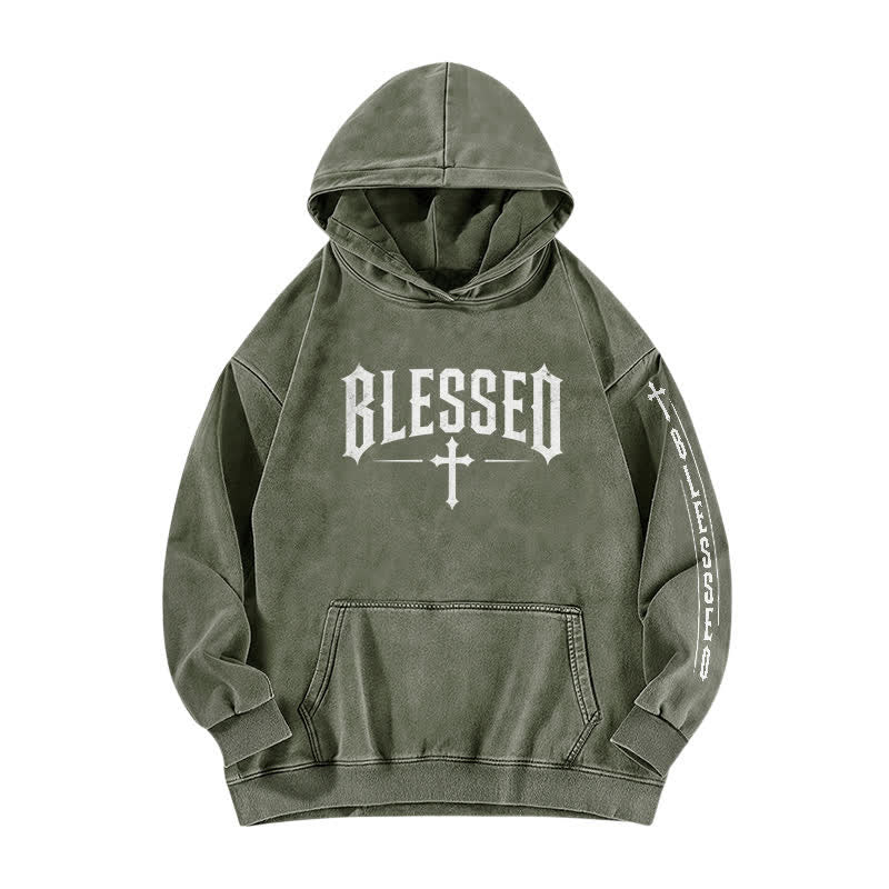 Christianartworkshop Gesegneter Hoodie mit gotischem Kreuzmotiv - Armeegrün - 5XL - image 2