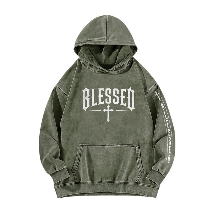 Christianartworkshop Gesegneter Hoodie mit gotischem Kreuzmotiv - Armeegrün - 5XL - image 2
