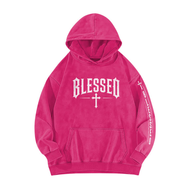 Christianartworkshop Gesegneter Hoodie mit gotischem Kreuzmotiv - Rose - 5XL - image 5