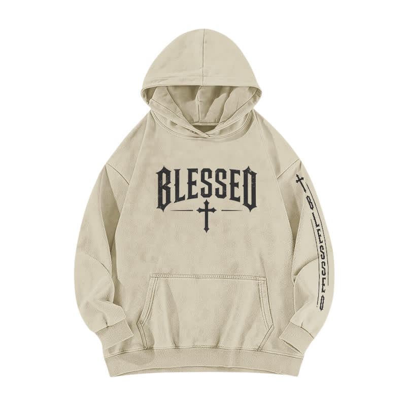 Christianartworkshop Gesegneter Hoodie mit gotischem Kreuzmotiv - Aprikose - 5XL - image 0