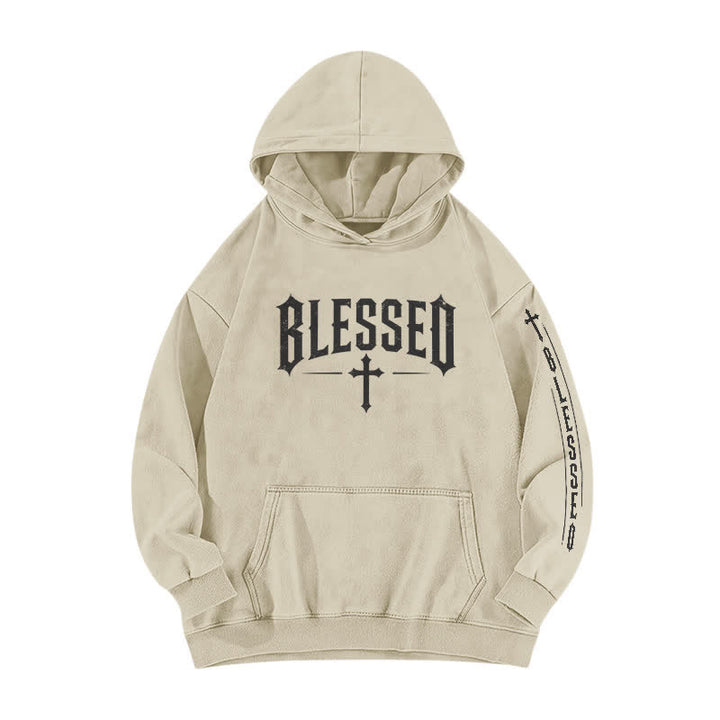 Christianartworkshop Gesegneter Hoodie mit gotischem Kreuzmotiv - Aprikose - 5XL - image 0