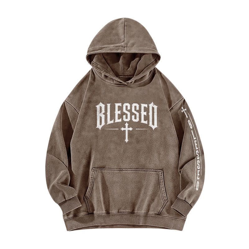 Christianartworkshop Gesegneter Hoodie mit gotischem Kreuzmotiv - Kaffee - 5XL - image 4