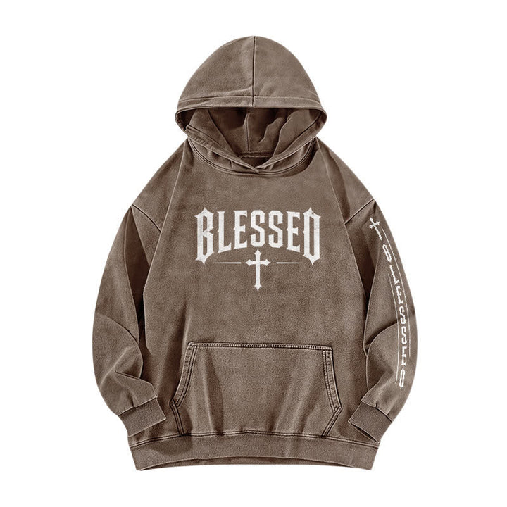 Christianartworkshop Gesegneter Hoodie mit gotischem Kreuzmotiv - Kaffee - 5XL - image 4