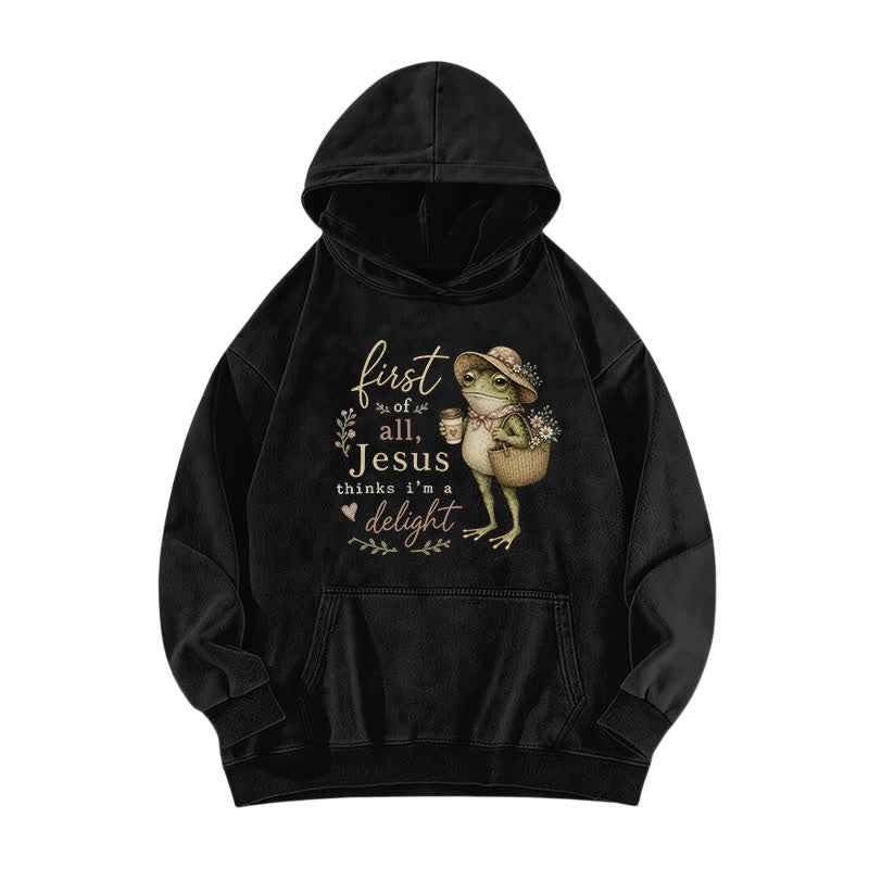 Christianartworkshop Vintage Frog Cafe Fleece-Hoodie mit Artwork - Schwarz - 5XL - image 0