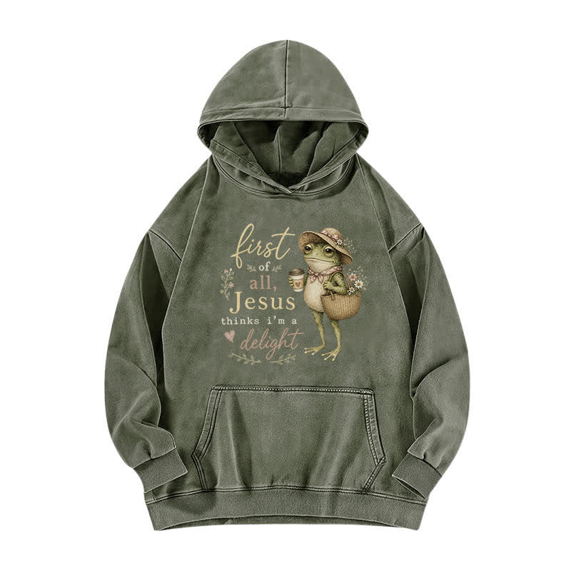 Christianartworkshop Vintage Frog Cafe Fleece-Hoodie mit Artwork - Armeegrün - 5XL - image 1