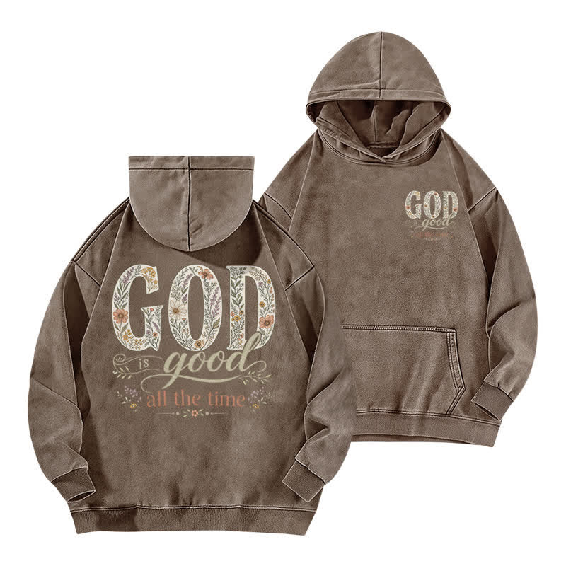 Christianartworkshop God Is Good Vintage Brauner Hoodie - Kaffee - 5XL - image 0