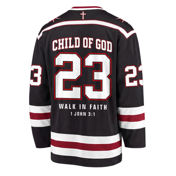 Christianartworkshop Jesus Child Of God 23 Schwarzes Hockeytrikot - image 1