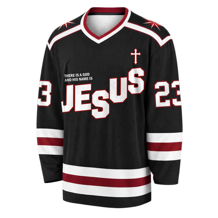 Christianartworkshop Jesus Child Of God 23 Schwarzes Hockeytrikot - image 2