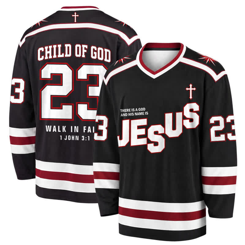 Christianartworkshop Jesus Child Of God 23 Schwarzes Hockeytrikot - 5XL - image 0