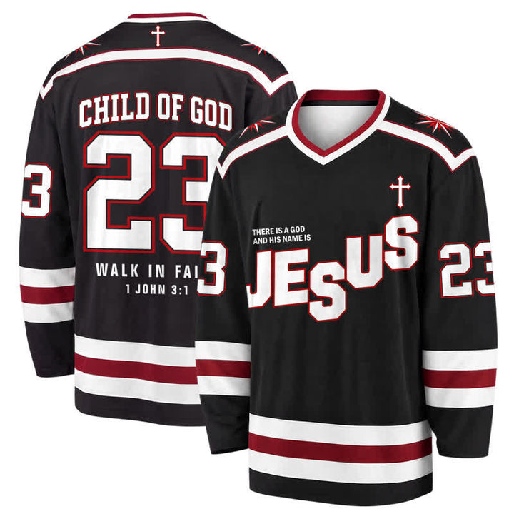 Christianartworkshop Jesus Child Of God 23 Schwarzes Hockeytrikot - 5XL - image 0