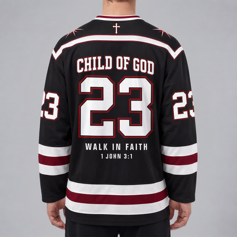 Christianartworkshop Jesus Child Of God 23 Schwarzes Hockeytrikot - image 4