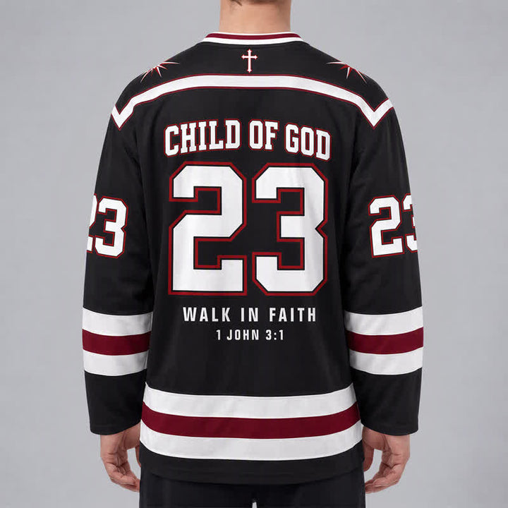 Christianartworkshop Jesus Child Of God 23 Schwarzes Hockeytrikot - image 4