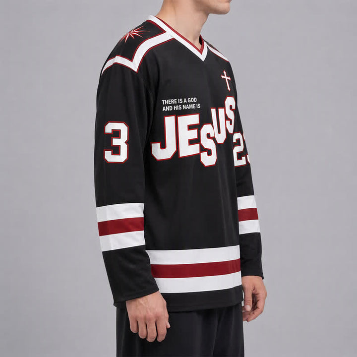 Christianartworkshop Jesus Child Of God 23 Schwarzes Hockeytrikot - image 6