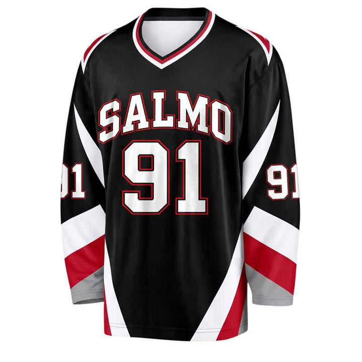 Christianartworkshop Salmo 91 Schwarzes V-Ausschnitt-Street-Hockey-Trikot - image 2