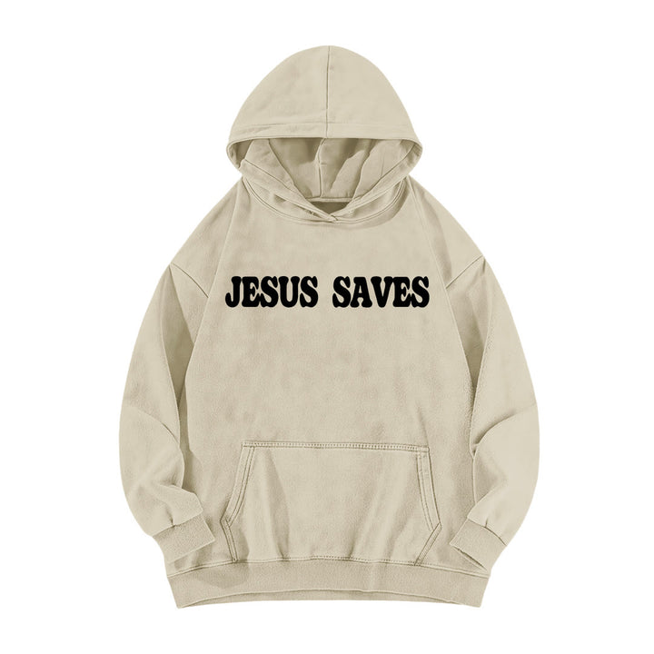 Christianartworkshop Jesus Saves Good News Vorder- und Rückseite gewaschener Hoodie - image 14