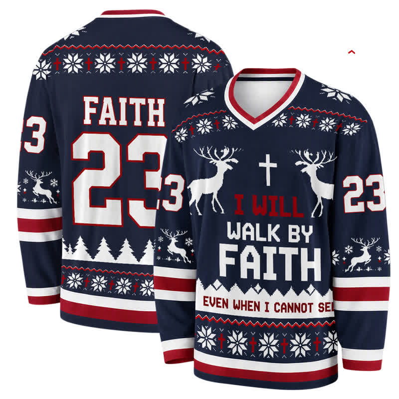 Christianartworkshop Faith 23 Vintage Winter Langarm-Hockeytrikot - 5XL - image 0