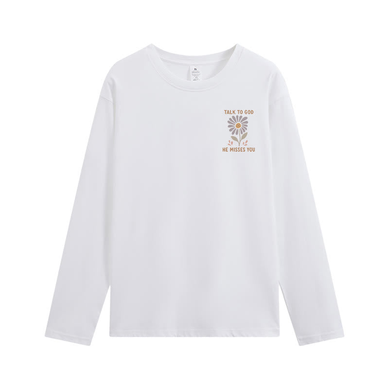 Christianartworkshop Doppelseitiges Langarm-T-Shirt mit Blumenmuster und Prediger 3,11 - image 5