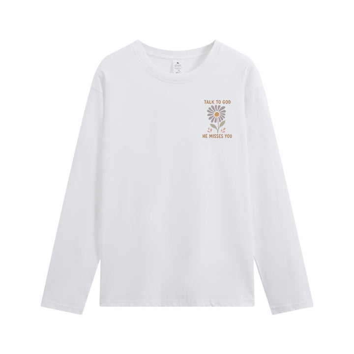 Christianartworkshop Doppelseitiges Langarm-T-Shirt mit Blumenmuster und Prediger 3,11 - image 5