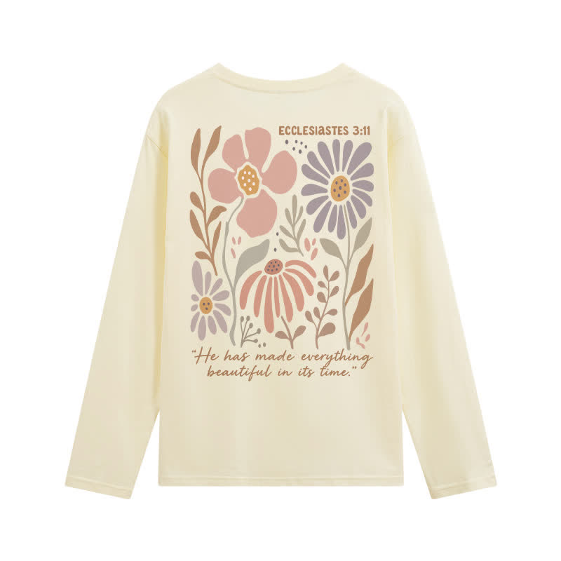 Christianartworkshop Doppelseitiges Langarm-T-Shirt mit Blumenmuster und Prediger 3,11 - image 1