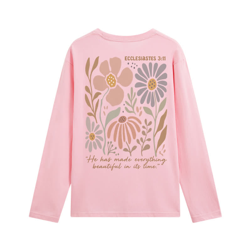 Christianartworkshop Doppelseitiges Langarm-T-Shirt mit Blumenmuster und Prediger 3,11 - image 19