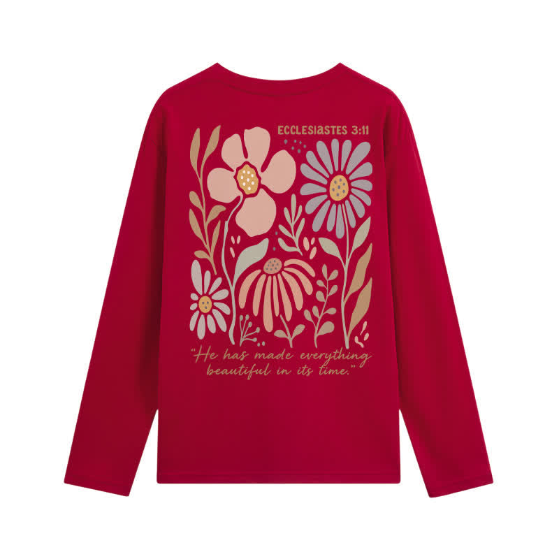 Christianartworkshop Doppelseitiges Langarm-T-Shirt mit Blumenmuster und Prediger 3,11 - image 29