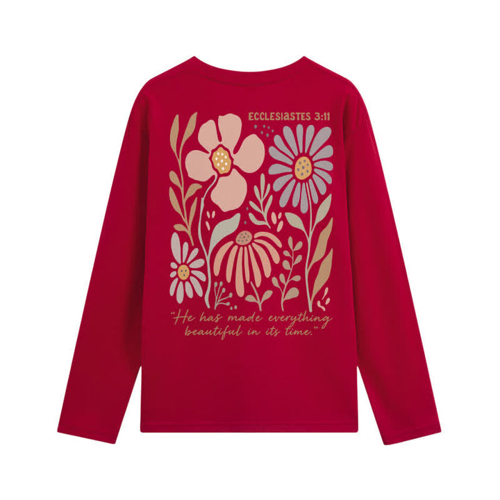 Christianartworkshop Doppelseitiges Langarm-T-Shirt mit Blumenmuster und Prediger 3,11 - image 29