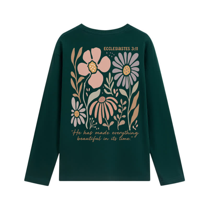 Christianartworkshop Doppelseitiges Langarm-T-Shirt mit Blumenmuster und Prediger 3,11 - image 25