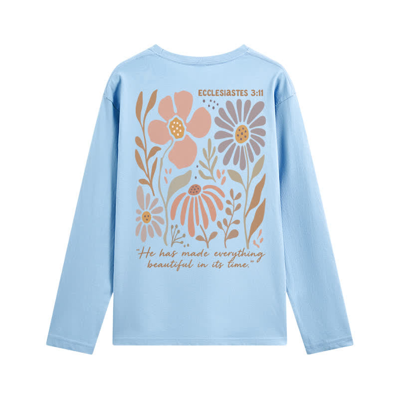 Christianartworkshop Doppelseitiges Langarm-T-Shirt mit Blumenmuster und Prediger 3,11 - image 31