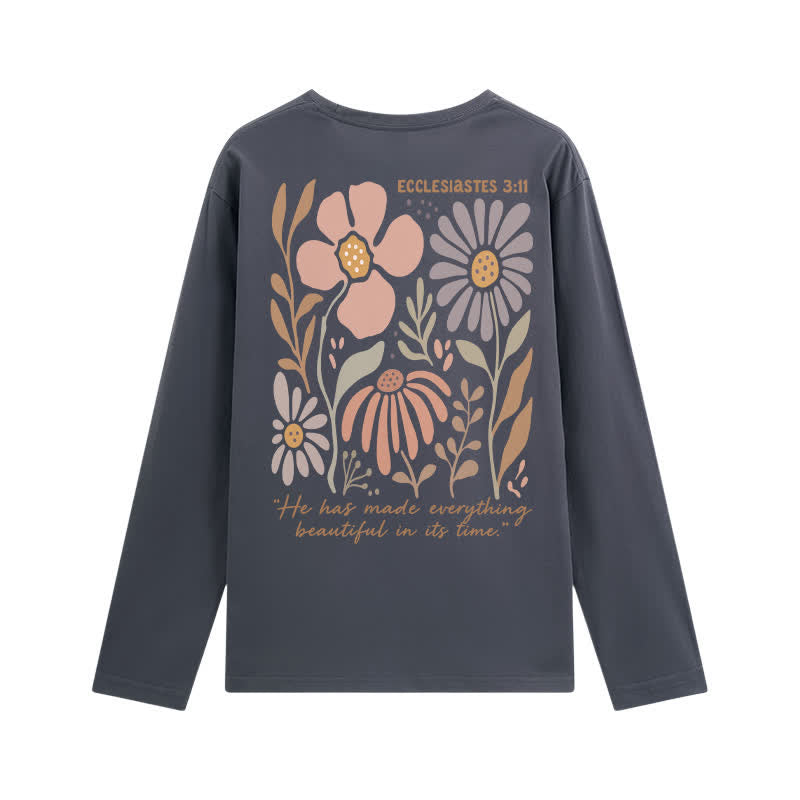 Christianartworkshop Doppelseitiges Langarm-T-Shirt mit Blumenmuster und Prediger 3,11 - image 22