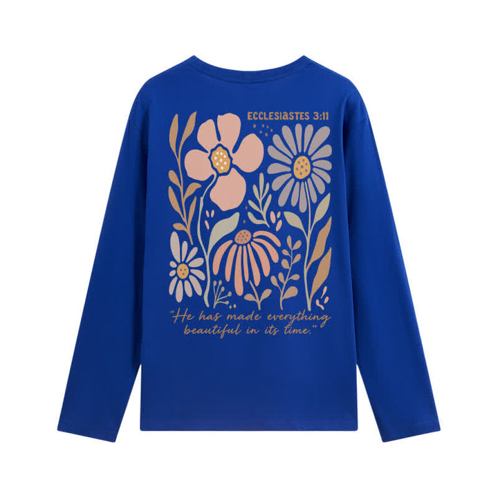 Christianartworkshop Doppelseitiges Langarm-T-Shirt mit Blumenmuster und Prediger 3,11 - image 34