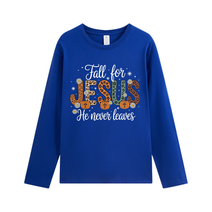 Christianartworkshop „Fall For Jesus He Never Leaves“-T-Shirt mit Grafikprint und langen Ärmeln - Königsblau - 4XL - image 9