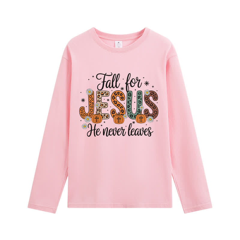 Christianartworkshop „Fall For Jesus He Never Leaves“-T-Shirt mit Grafikprint und langen Ärmeln - Rosa - 4XL - image 10