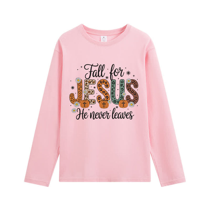Christianartworkshop „Fall For Jesus He Never Leaves“-T-Shirt mit Grafikprint und langen Ärmeln - Rosa - 4XL - image 10